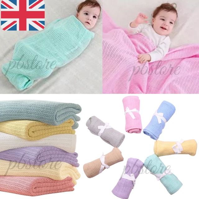 NEW 100 COTTON Baby Cellular Blanket Moses Basket Crib Pram Cot Bed 70