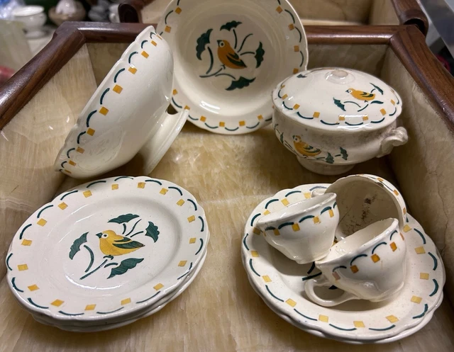Ancienne Dînette Quimper Breton - Soupière Et Assiettes - Jouet Poupée