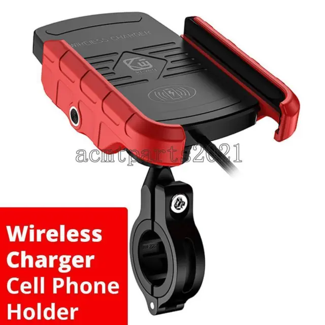 Red Motorcycle Bike Phone Holder Mount Wireless Charger for Honda Yamaha Suzuki