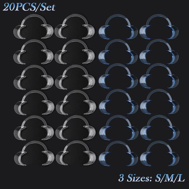 20pc Dental C-Shape Retractor Mouth Opener Teeth Whitening Cheek Retractor S/M/L