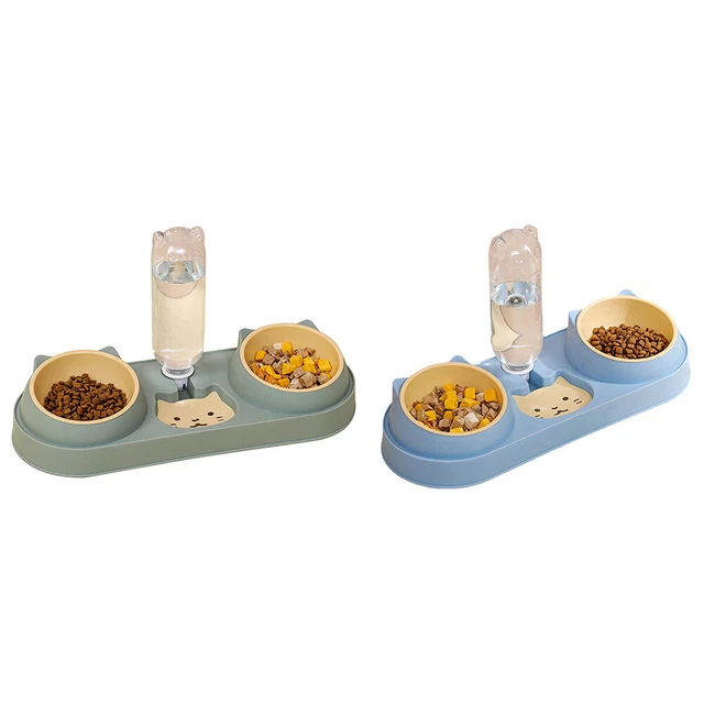 Cat Food Double Bowl Pet Automatic Feeder Water Dispenser Dog Cat Food Container