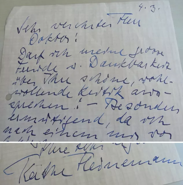 Musique Pianiste Käthe Heinemann (1891-1975): Signé Brief À Kroll, Merci, Kritik