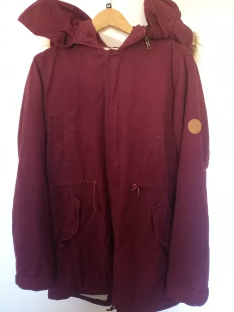 Native Youth Red Sherpa Lined Parka Mens Size Large