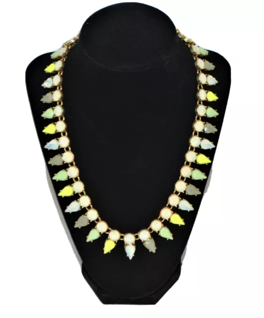 J Crew Necklace Statement Tear Drop Faux Opal Enamel Choker Gold Tone