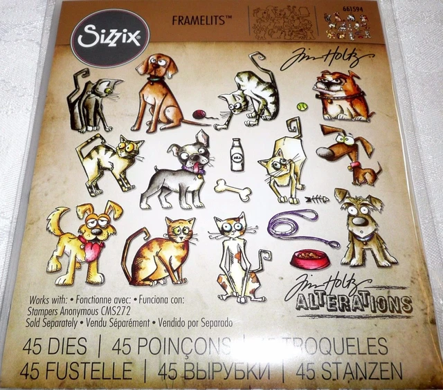 Sizzix Framelits Fustella: Crazy Cats Di Tim Holtz Per Hobby Creativi