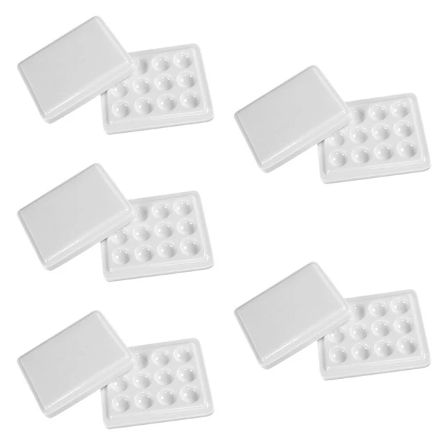 20 Palettes De Peinture Plastique 12.8x8.6 Cm - 6 Godets, Pour Aquarelle, Acrylique, Huile