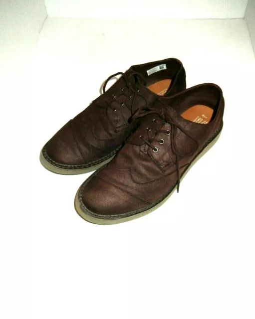 TOMS MEN'S 10 Wingtip Shoes Oxfords Brown Cap Toe Lace Up Derby $21.25 ...