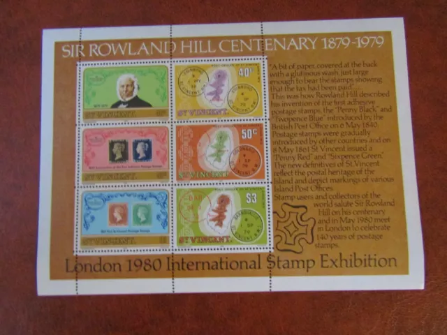 1980 Mint Sir Roland Hill London 80 Mini Sheet From St Vincent 2