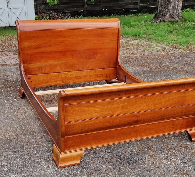 STICKLEY Solid Cherry Empire Style Queen Size Sleigh Bed