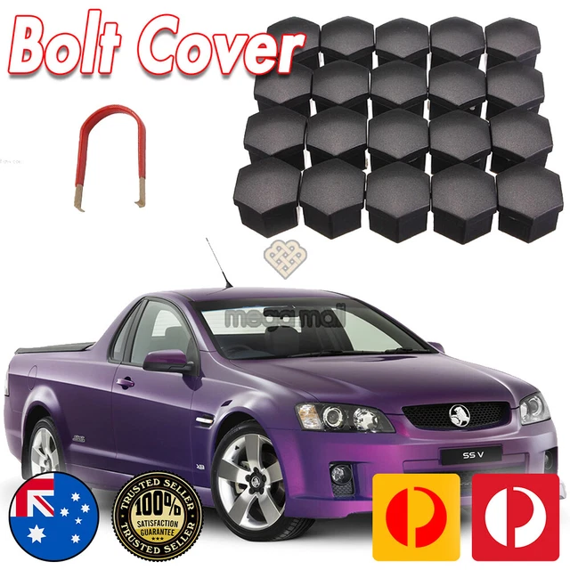 BLACK WHEEL NUT Lug Caps Covers for HSV Holden VE Commodore WM VF 25.