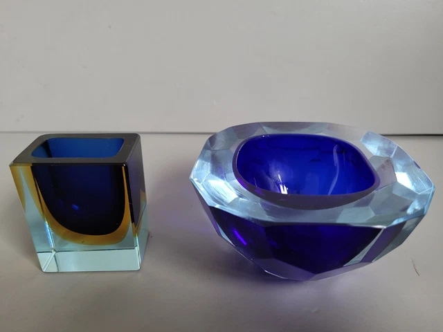 Ciotola vetro di Murano blu - Flavio Poli Seguso estate anni '60
