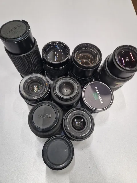 Lot of 10 Zoom Lens Various Models 80-20mm/135mm/70-210mm/35-70mm/55mm For Parts