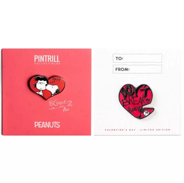 ⚡RARE⚡ PINTRILL x PEANUTS Set Of 2 V-Day Heart Snoopy Pins *BRAND NEW* ❤️💔