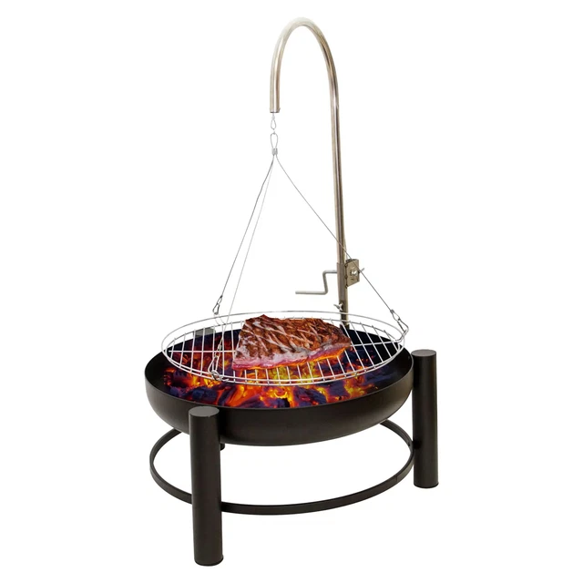 Nativ Feuerschale mit Grillrost, Schwenkgrill, Holzkohlegrill Gartengrill Grill