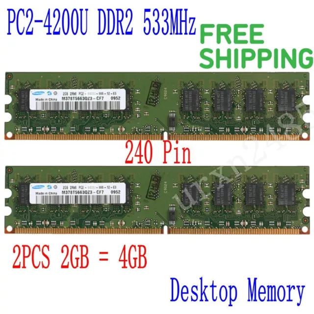 Samsung 4GB 4G 2 x 2GB 2Rx8 DDR2 533MHz PC2-4200U DIMM Desktop PC Memoria RAM SP