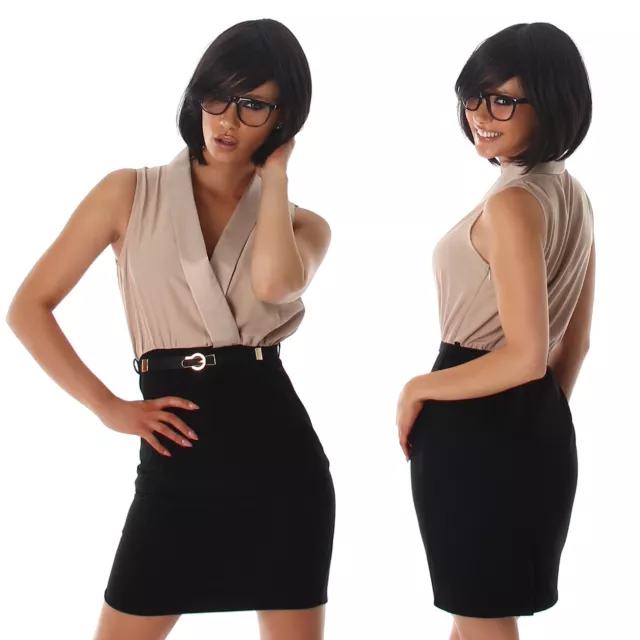 Vestito Corto Elegante Donna Abito Sexy Scollato Aderente da Sera a Portafoglio