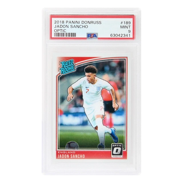 2018-19 Panini Donruss Soccer Jadon Sancho RC Optic Rated Rookie Insert PSA 9