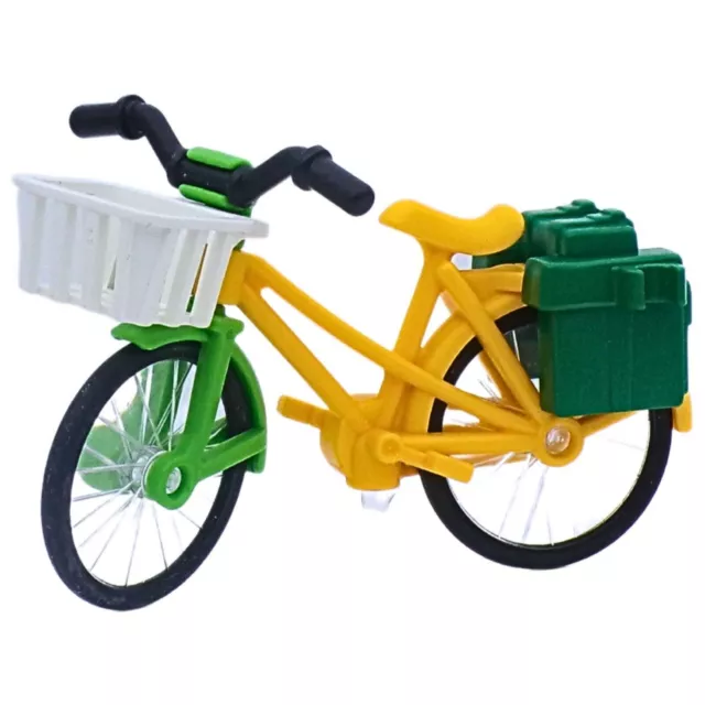 Gelbes Playmobil-Fahrrad mit Koffern und Korb