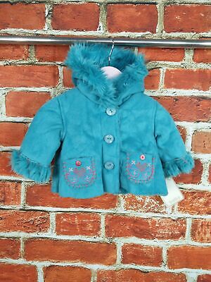 Bnwt Baby Girls Coat Age 0-3 Months Mamas & Papas Faux Suede Jacket Hooded 62Cm
