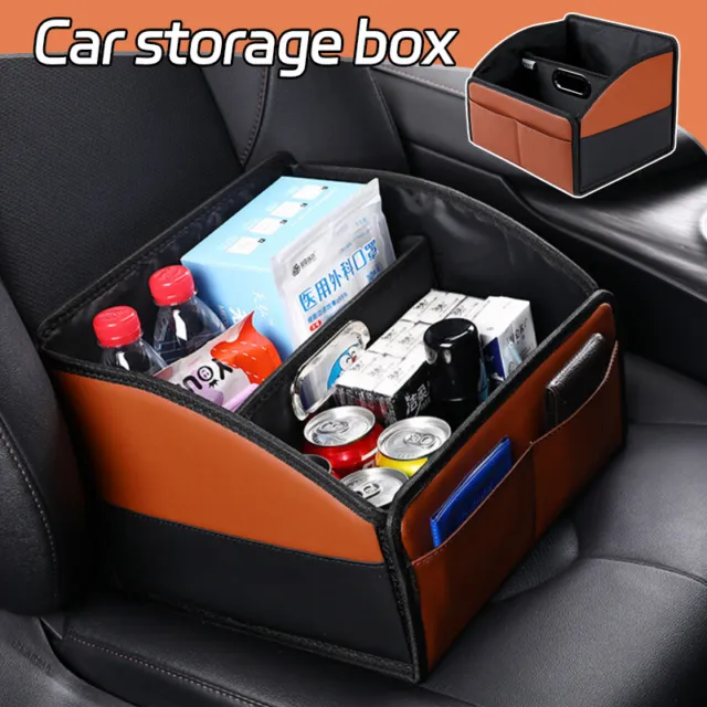 Co Driver Storage Box Car Front PU Leather Storage Box Foldable High-Capacity