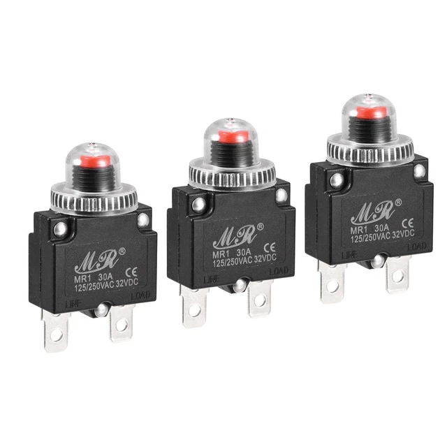 Circuito Sovraccarico Protettore 30A AC125/250V DC32V Premi Pulsante 3pz