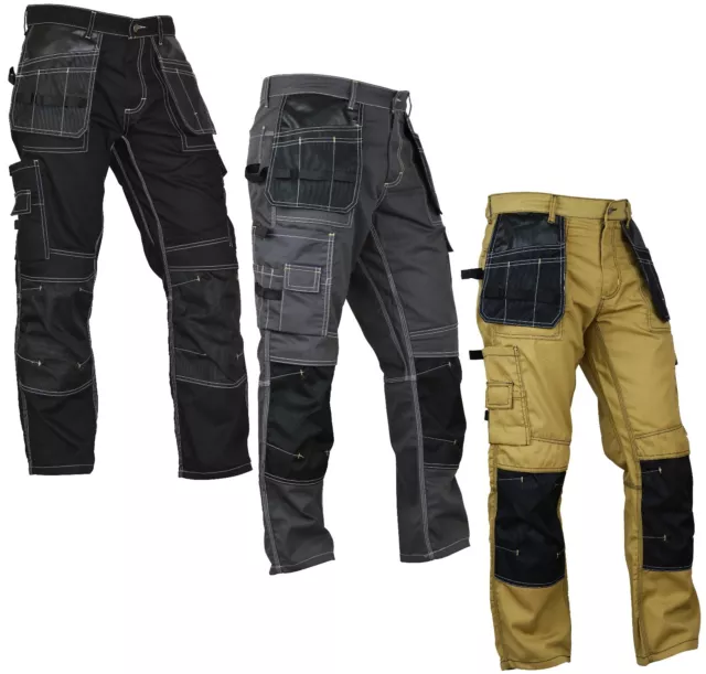 MEN CONSTRUCTION PANTS Carpenter Cordura Knee Reinforcement Workwear ...