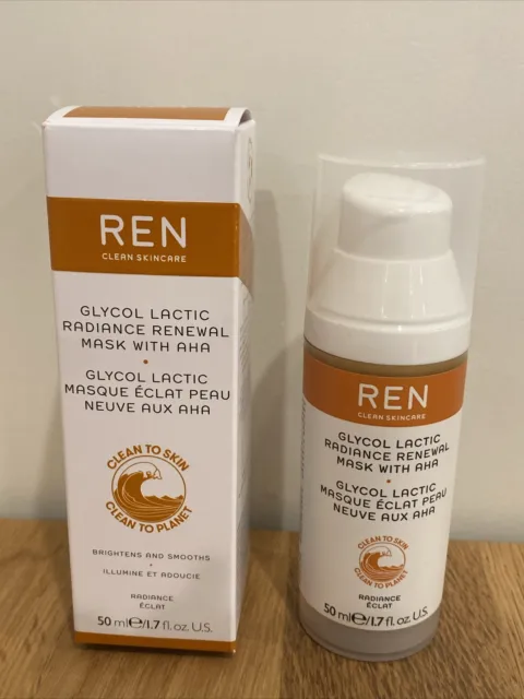 REN Glycol Lactic Radiance Renewal Mask - Full Size 1.7 oz - New in Box