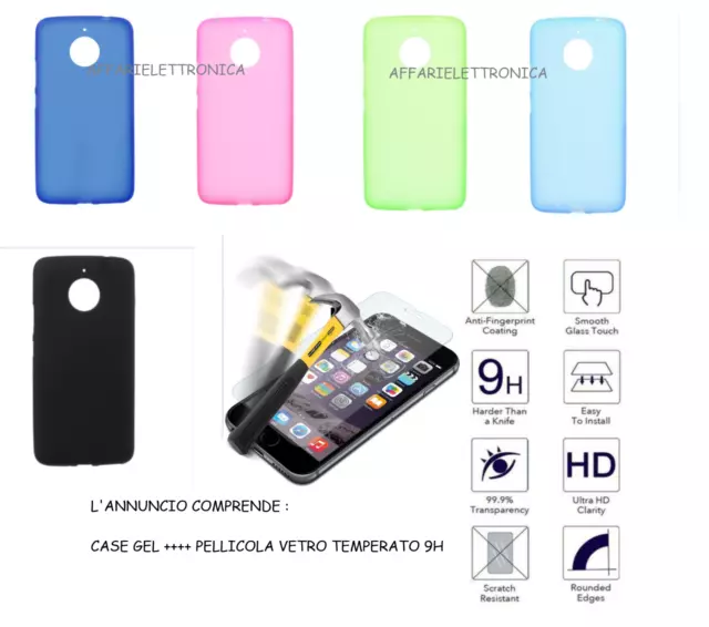 Funda para Motorola Moto E4 XT1762 Cover Gel TPU + Película Vidrio Templado