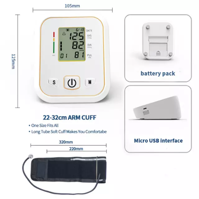 Digital Blood Pressure Monitor Upper Arm Automatic Machine Heart Rate Monitor 2