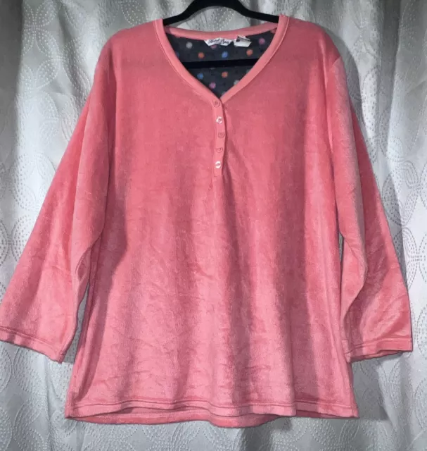 HOTEL SPA COLLECTION Women's Coral-Pink Furry Pullover Loungewear Top Size 3XL