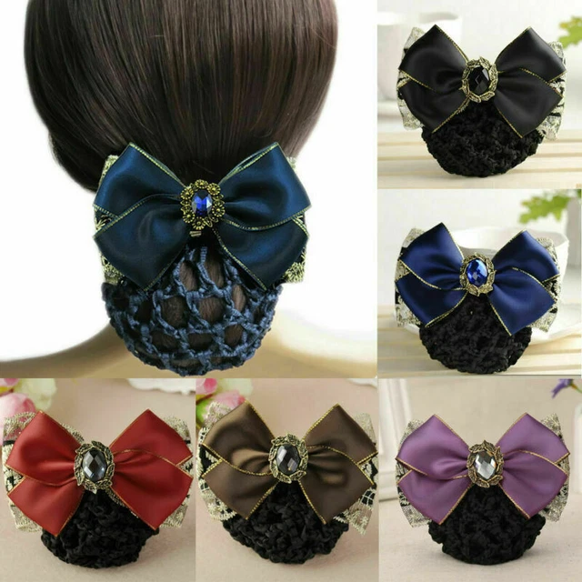 Fiocco donna raso fiocco per capelli con copertura sciarpa rete fermacapelli arrosto Q 3