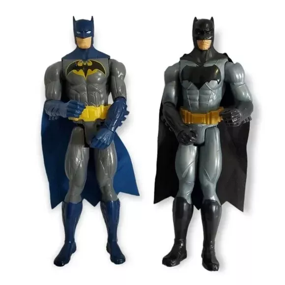 DC Comics Batman Set Of 2 Action Figure Moveable With Capes 12 Inch black & blue
