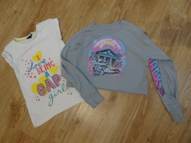 GAP girls 2 pack t shirt top & long sleeve top bundle AGE 8 - 9 YEARS excellent