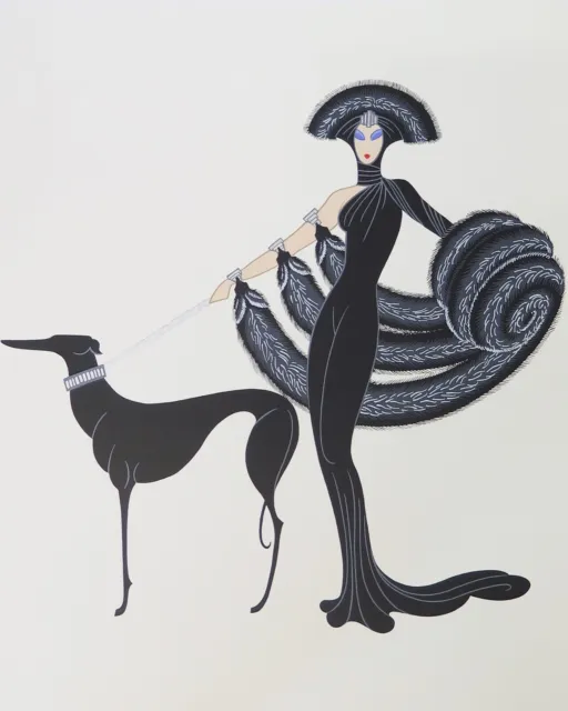 Erte : Woman with Greyhound: Archival Quality Art Print