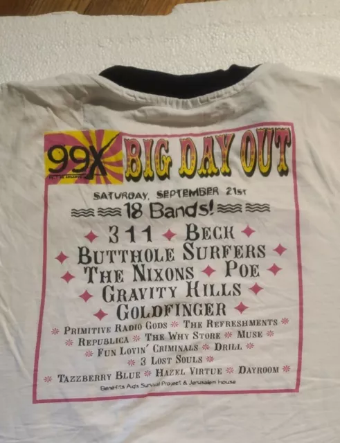 99X WNNX Atlanta Concert Shirt Big Day Out 96 Ringer tshirt XL 311 Beck 90s rare