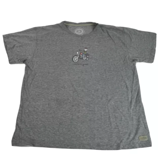 Life Is Good T Shirt Mens Size Large Motorcycle Gray Short Sleeve Cotton Blend