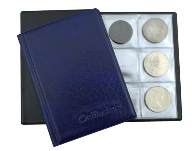 Collector Album for 48 Large Size Coins CROWN 5 POUND Coin Folder Blue