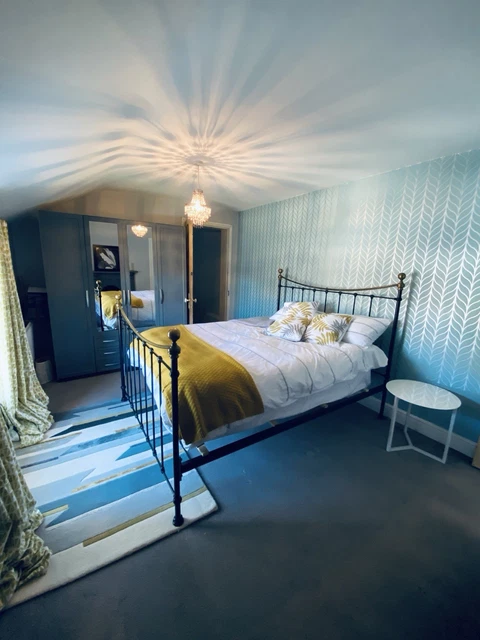 KING SIZE BLACK Metal Bed Frame with Gold/Brass Finials, Headboard ...