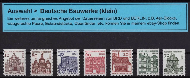 BERLIN Dauerserien Auswahl Deutsche Bauwerke klein Einzelmarken