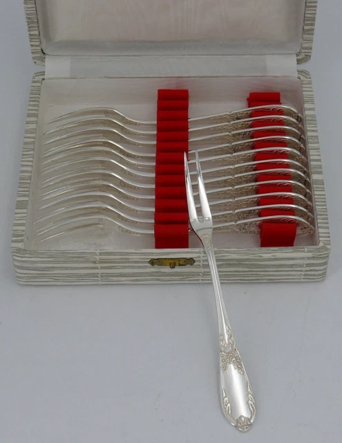 ERCUIS LOT 12 FOURCHETTES Carthage Style Art Deco Metal Argenté 9VitC 17/08 EUR 54,00 - FR