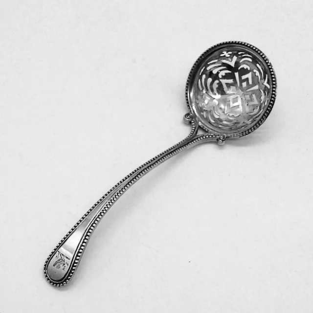 English Beaded Sifter Ladle Thomas Daniell Sterling Silver Griffin Crest