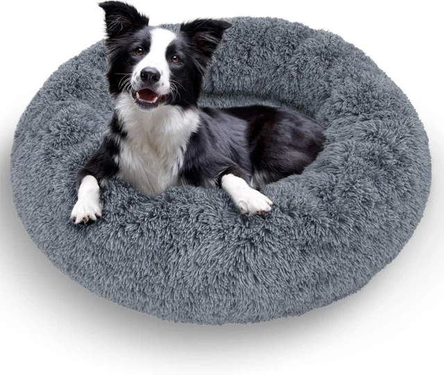 Plush Calming Dog Bed, Donut Dog Bed for Small Dogs, Medium & Large, anti Anxiet