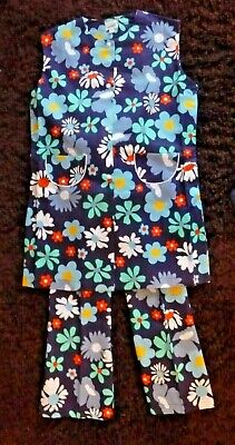 Age 1-2 yrs GIRLS 2-PIECE FLORAL BUTTON FRONT TUNIC TOP & TROUSERS CUCKOO : NAVY