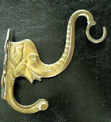 Vintage Brass figural Elephant Coat Hook or Wall Plant Hanger Stamped India