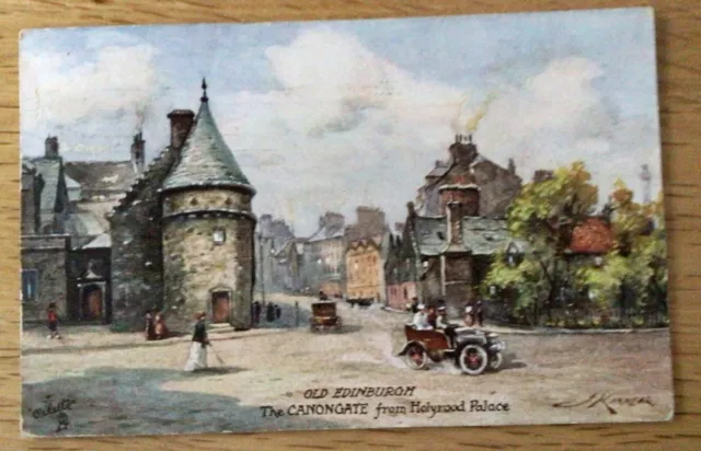 RP  Tucks Oilette. Old Edinburgh from Holyrood Palace with vehicles