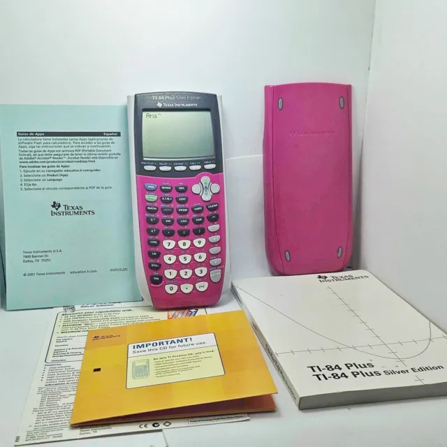 Texas Instruments TI-84 Plus Silver Edition Graphic Calculator PINK + Manual Cd