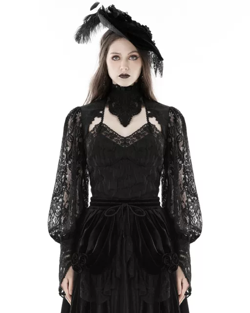 Top Dark In Love Gothic Steampunk Aristocrat nero jacquard e bolero in pizzo 3