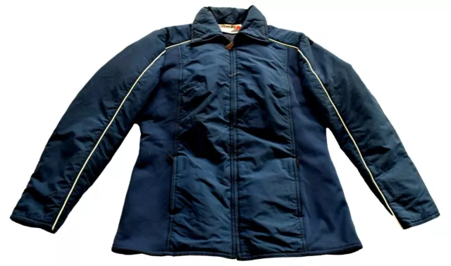 MENS VINTAGE 70S Dark Blue Zipped Ski Jacket Retro Mod Small 36