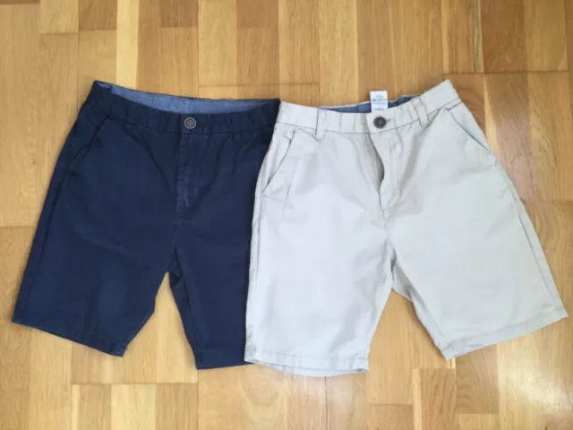 Boys NEXT Biege & Navy Shorts Pair Bundle Age 9 Years