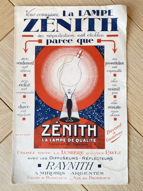 Ancien Buvard Publicitaire - La Lampe Zenith - collection